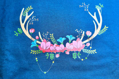 Blossom Antlers Floral Graphic Oversized T-Shirt | Arcsailer