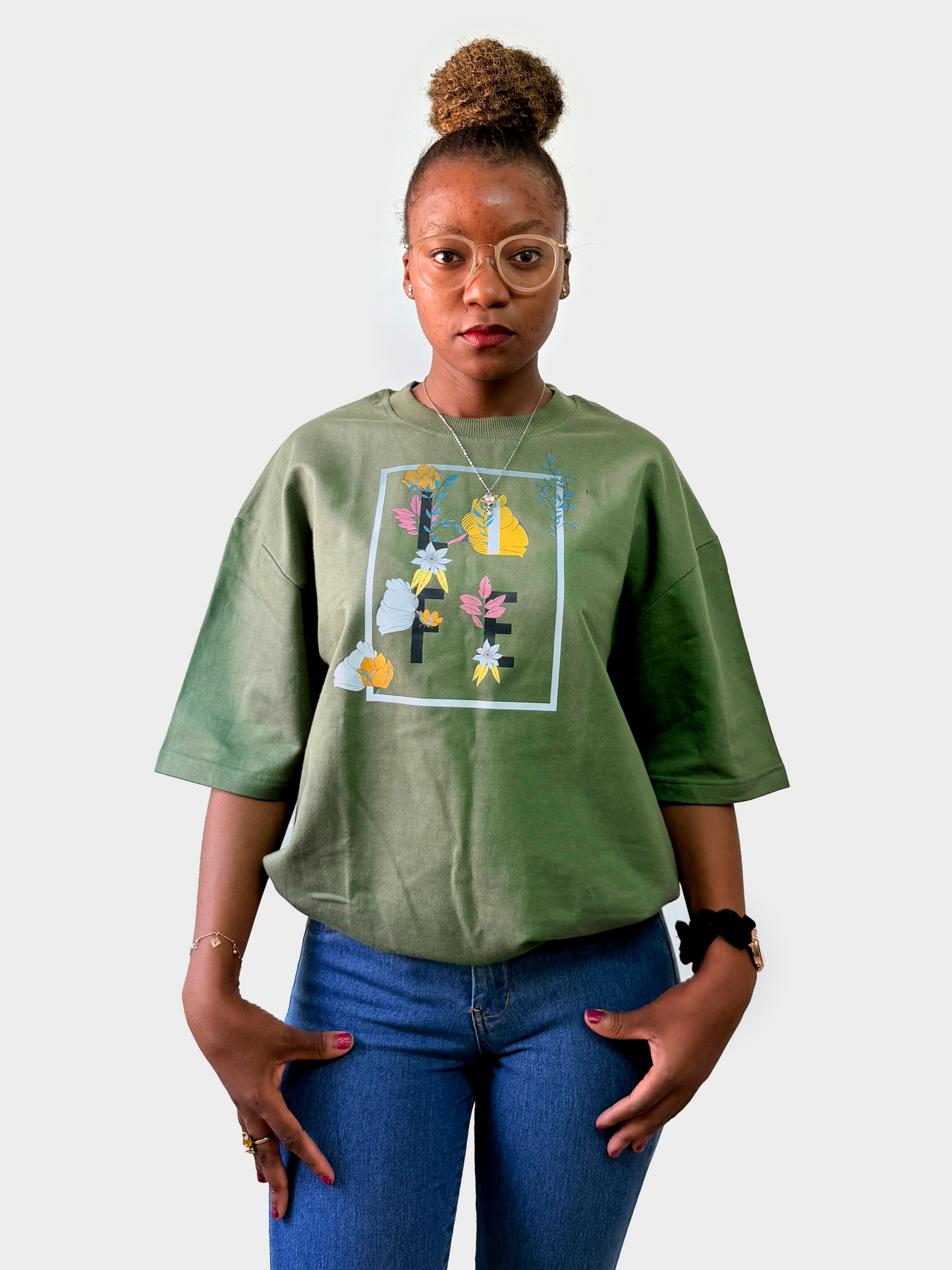 LIFE Floral Print Oversized T-Shirt | Arcsailer