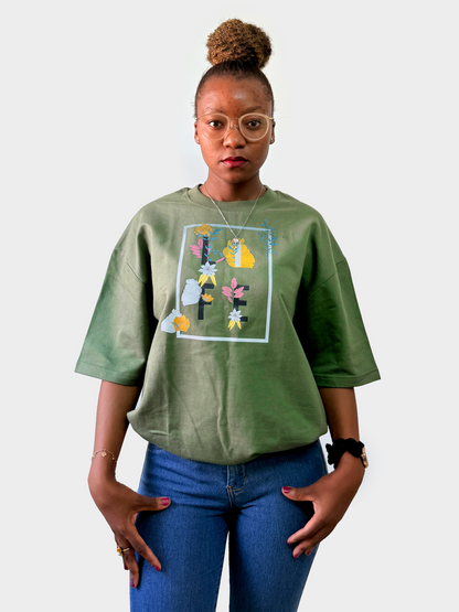 LIFE Floral Print Oversized T-Shirt | Arcsailer