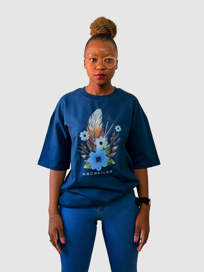Feather & Bloom Graphic Oversized T-Shirt | Arcsailer