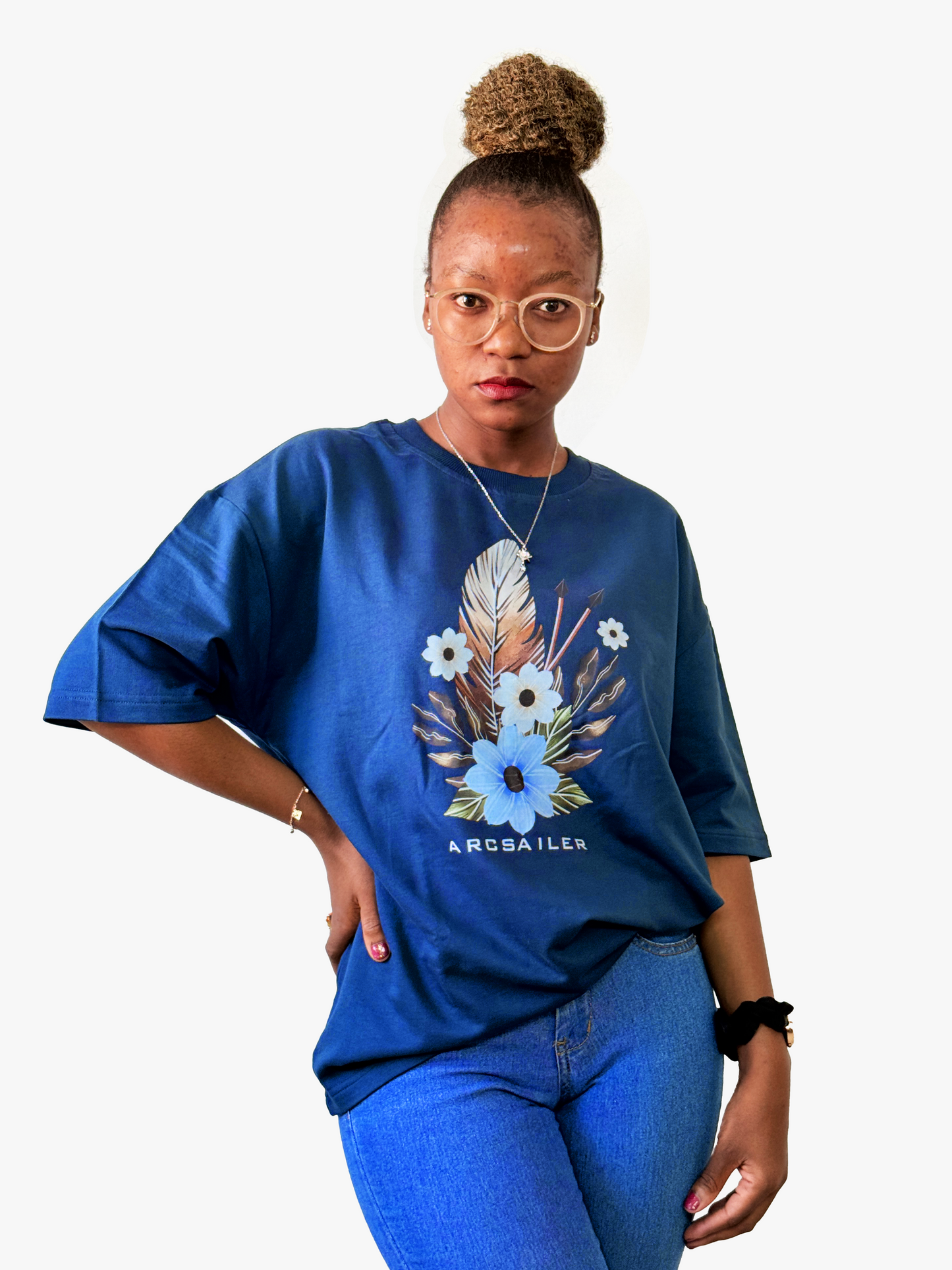 Feather & Bloom Graphic Oversized T-Shirt | Arcsailer