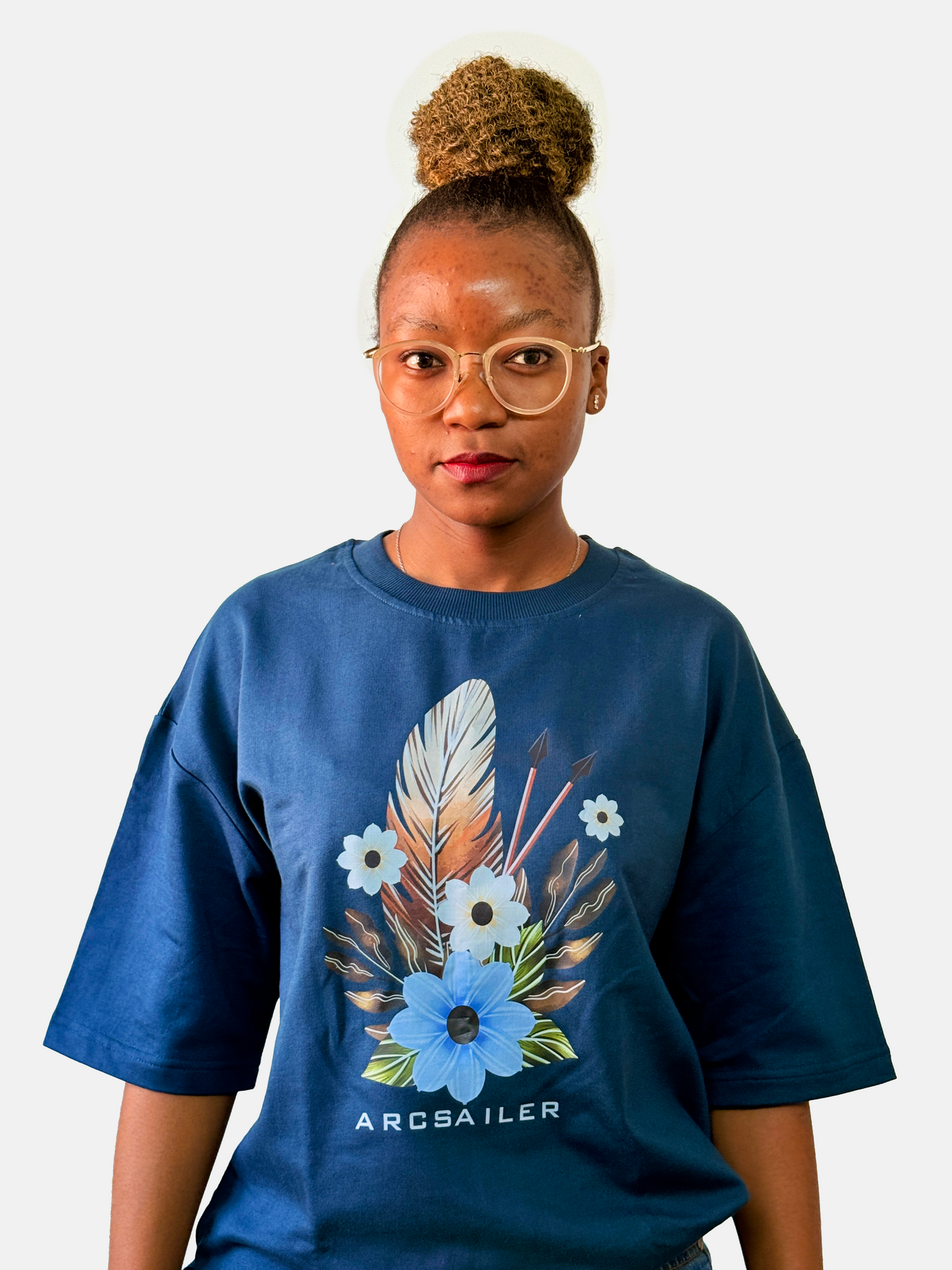 Feather & Bloom Graphic Oversized T-Shirt | Arcsailer
