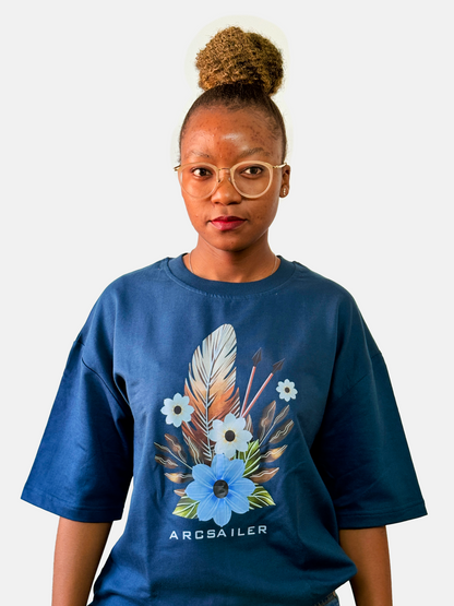 Feather & Bloom Graphic Oversized T-Shirt | Arcsailer
